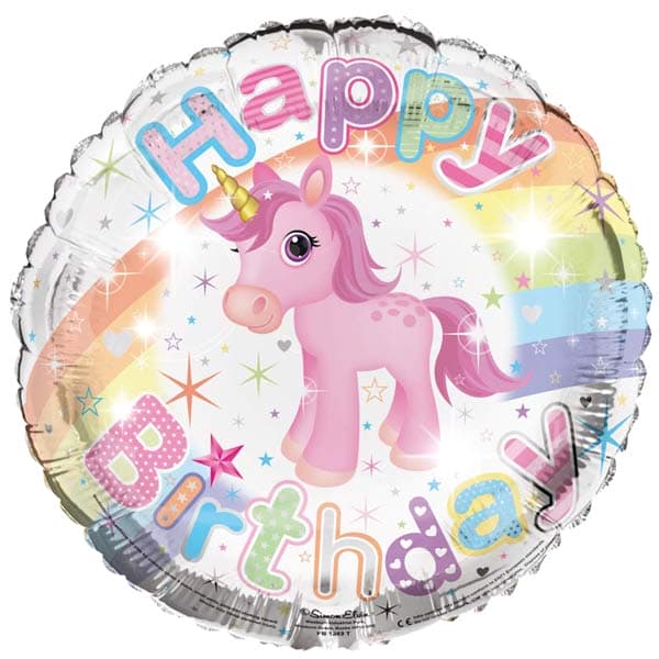 18" Happy Birthday Unicorn Foil Balloon