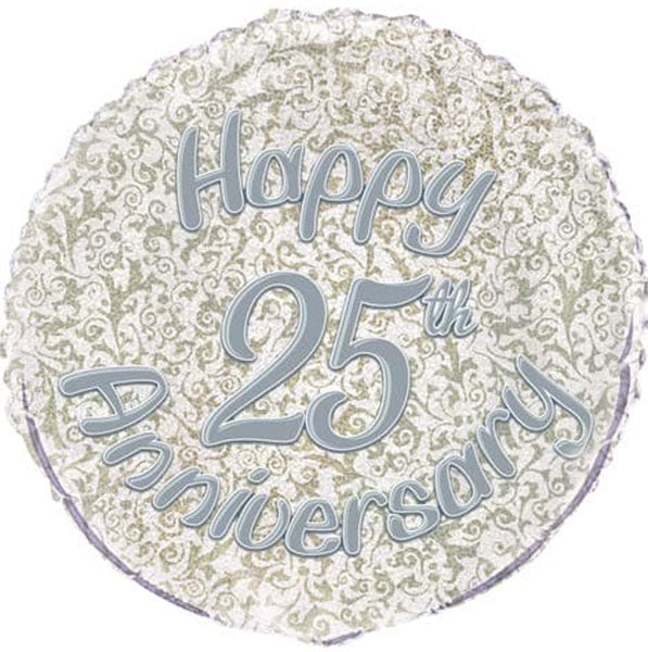 18" 25th Silver Wedding Anniversary Foil Balloon