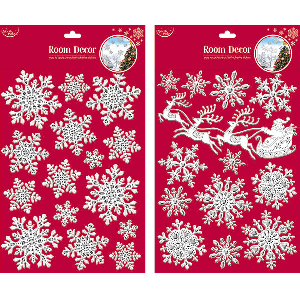 White & Silver Christmas Window Stickers