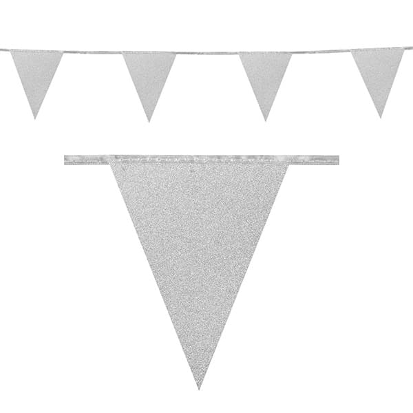 Silver Glitter Pennant Bunting