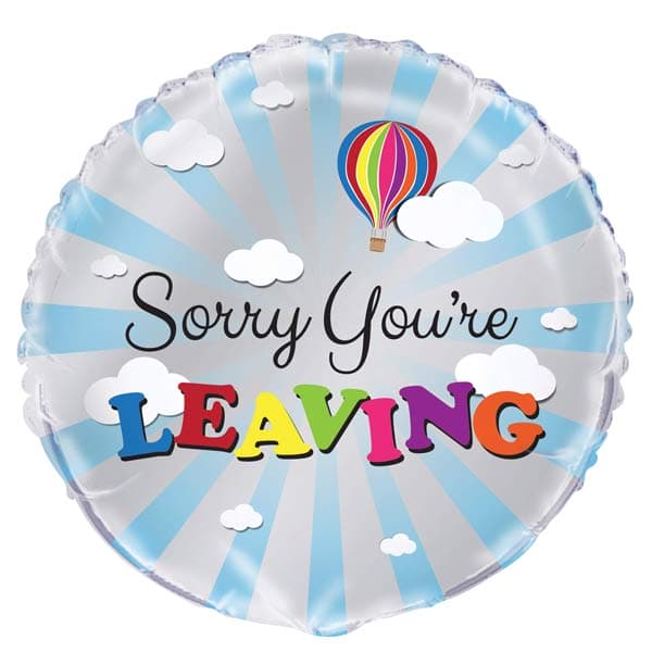 18" Sorry You're Leaving Blue Sky Foil Balloon