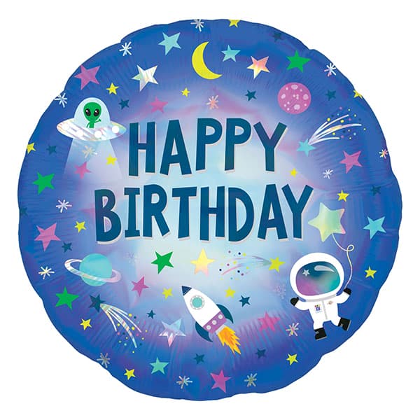 18" Happy Birthday Outer Space Foil Balloons