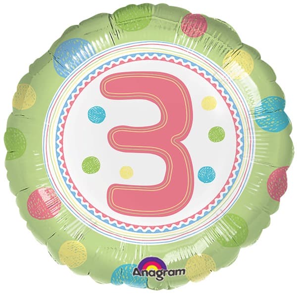 18" Spot On 3rd Birthday Foil Balloon