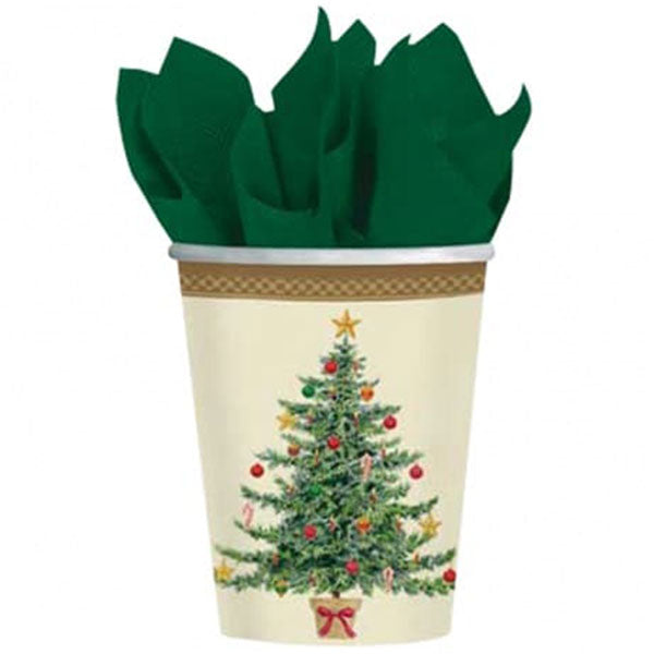 Classic Victorian Christmas Tree Paper Cups 8pk