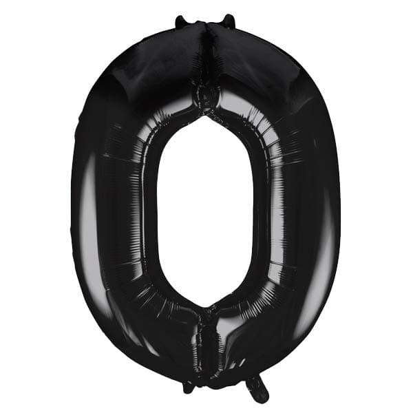 Black 0 Large Shape Number Balloon