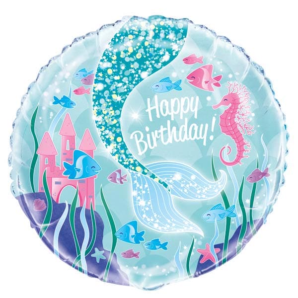 18" Happy Birthday Mermaid Tail Foil Balloon