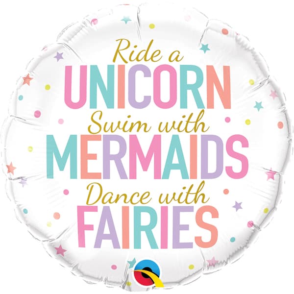 18" Unicorn Mermaids Fairies Foil Balloon