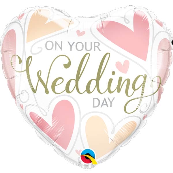 18" On Your Wedding Day Hearts Foil Balloon
