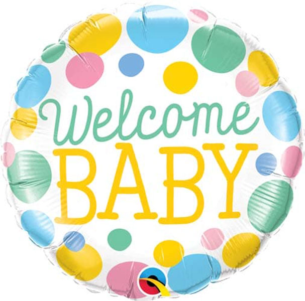 18" Welcome Baby Dots Foil Balloon