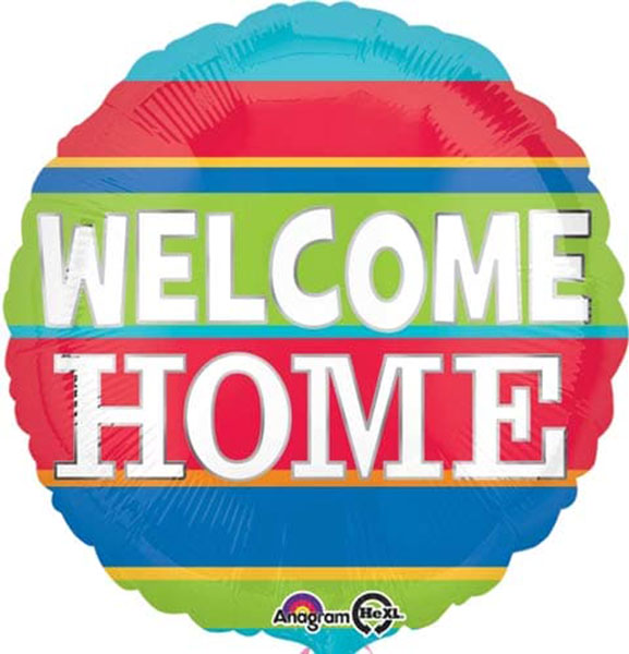 18" Welcome Home Colourful Stripes Foil Balloon