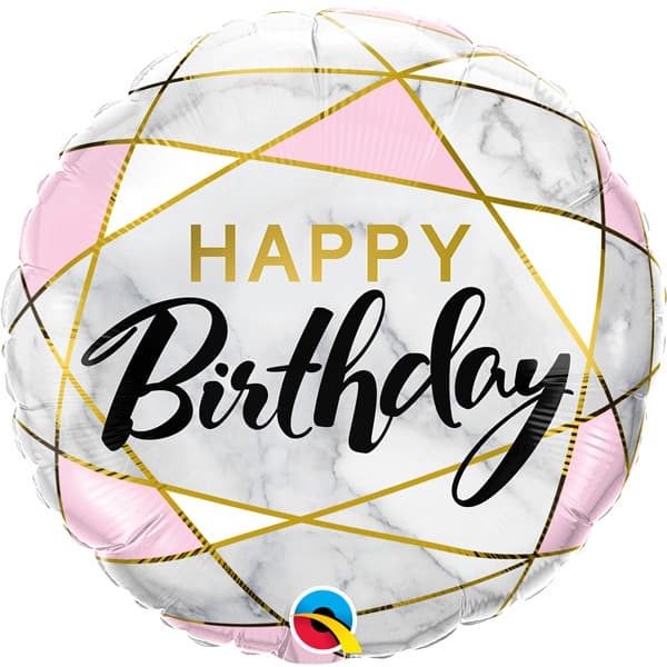 18" Happy Birthday Marble Foil Balloon