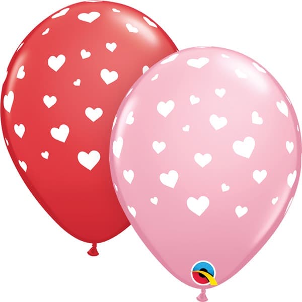 Random Hearts Latex Balloons 25pk