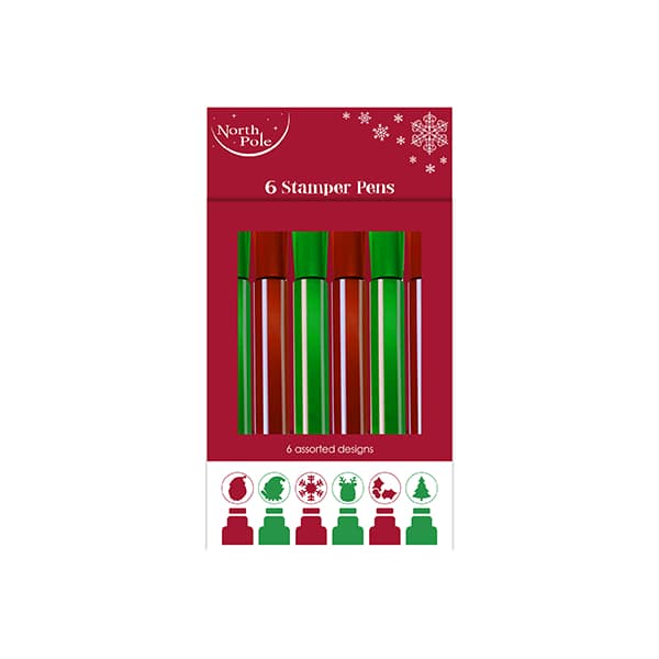 Christmas Stamp Pens 6pk