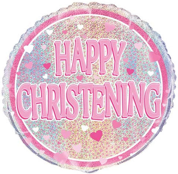 18" Happy Christening Pink Foil Balloon