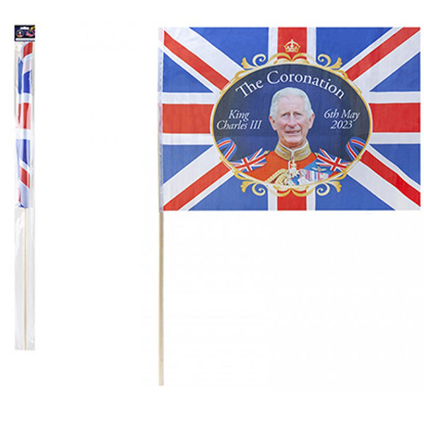 King Coronation Flag With Stick x1
