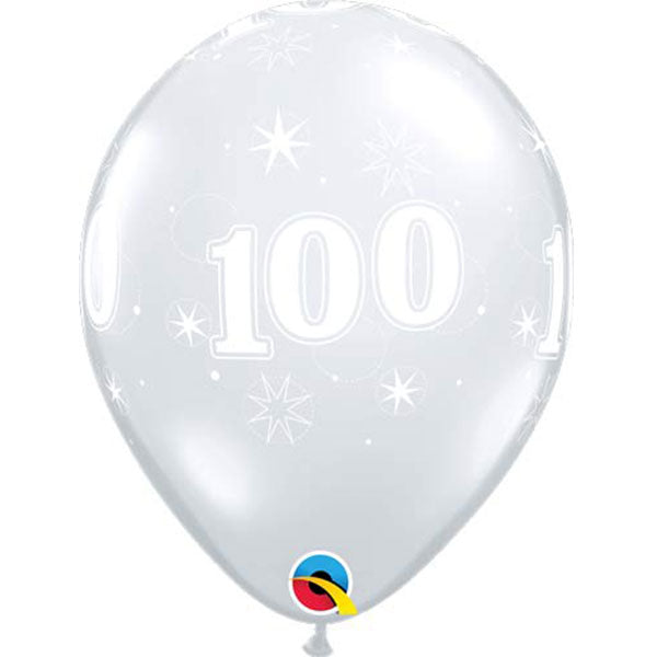 100 Clear Sparkles Latex Balloons x25