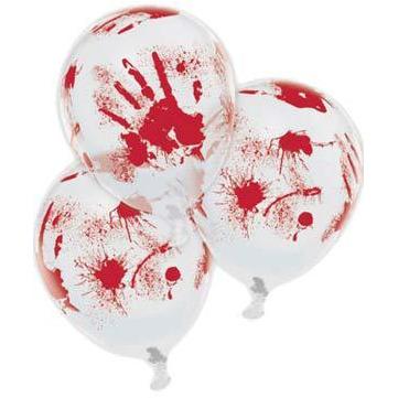 11" Bloody Hand Prints Latex Balloons 6pk