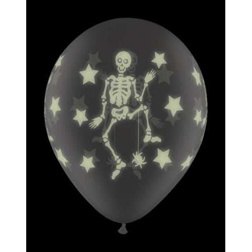 11" Dimond Clear Glow Skeletons Latex Balloons 25pk