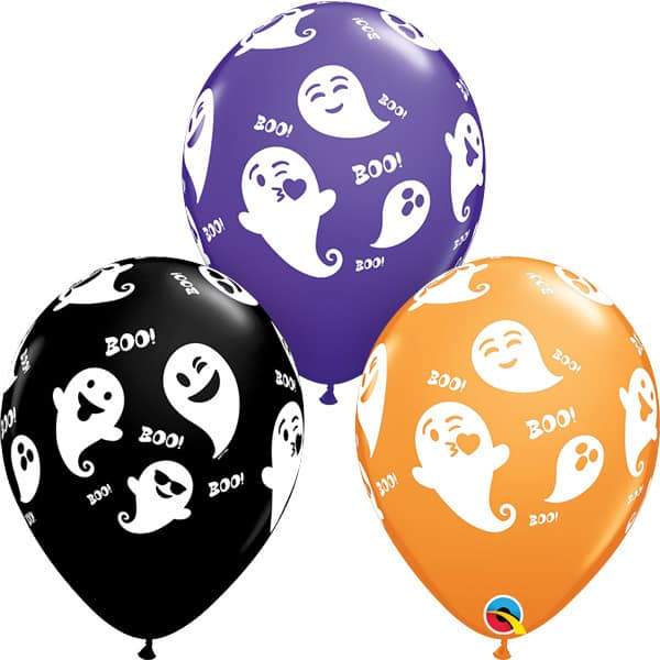 11" Emoticon Ghosts Latex Balloons 25pk