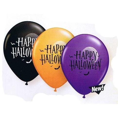 11" Halloween Moon And Bats Latex Balloons 25pk