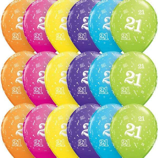 11 Inch Age 21 Tropical Assorted Latex Balloons 6pk