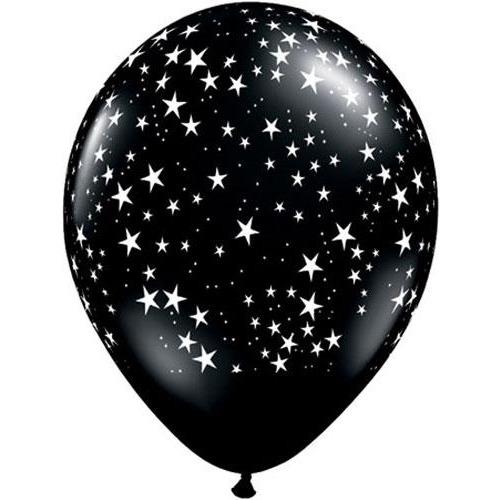 11 Inch Black Stars A Round Latex Balloons 25pk