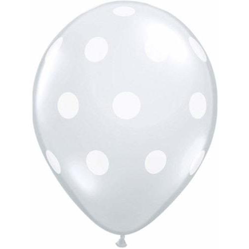 11 Inch Diamond Clear Big Polka Dots Latex Balloons 25pk