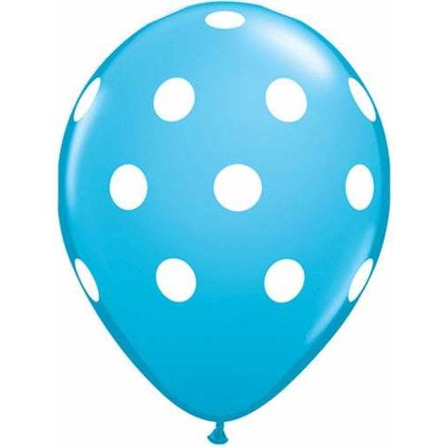 11 Inch Robins Egg Blue Polka Dots Latex Balloons 25pk
