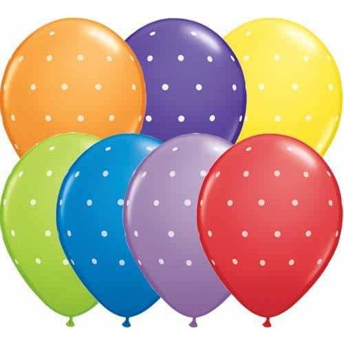 11 Inch Small Polka Dots Assorted Latex Balloons 50pk