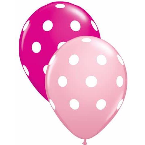 11 Inch Wild Berry & Light Pink Polka Dots Latex 25pk