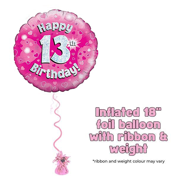 18" Happy 13th Birthday Pink Foil Balloon