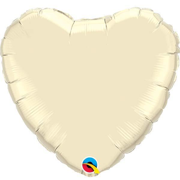 18" Pearl Ivory Heart Foil Balloon