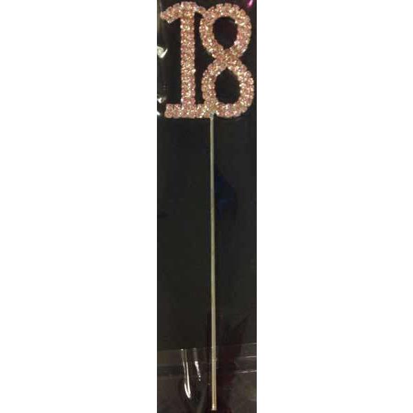 18 Pink Diamante Number Cake Picks