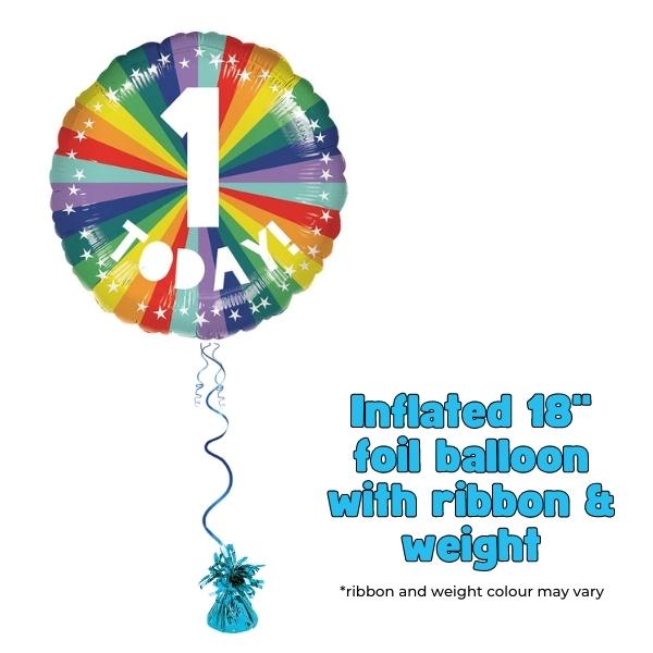 18" 1st Birthday Bright Rainbow Foil Balloons