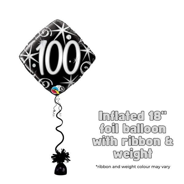 18" 100th Elegant Sparkles & Swirls Foil Balloon