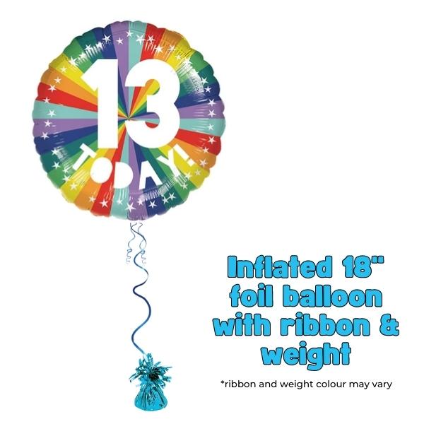 18" 13th Birthday Bright Rainbow Foil Balloon