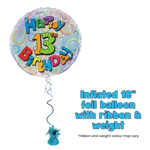 18" 13th Happy Birthday Prismatic Foil Balloon