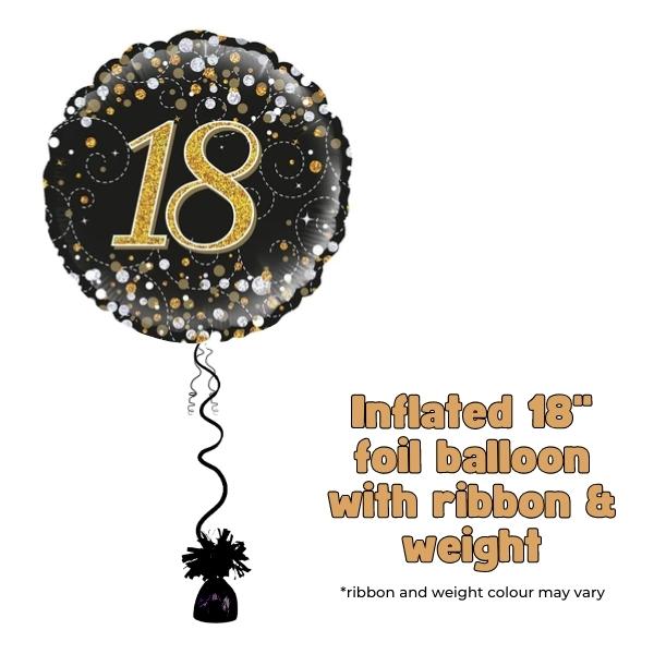 18" 18th Black Sparkling Fizz Foil Balloon