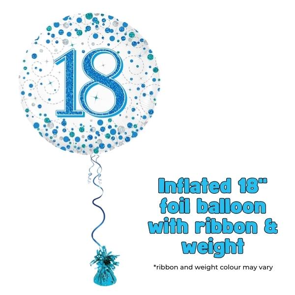 18" 18th Blue Sparkling Fizz Foil Balloon