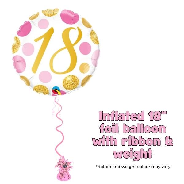 18" 18th Pink & Gold Dots Foil Balloon