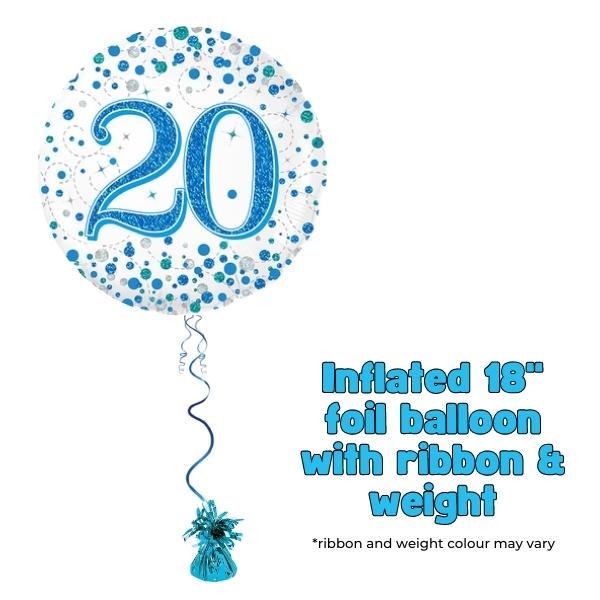 18" 20th Blue Sparkling Fizz Foil Balloon