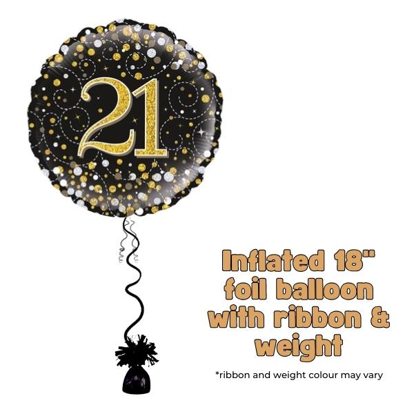 18" 21st Black Sparkling Fizz Foil Balloon