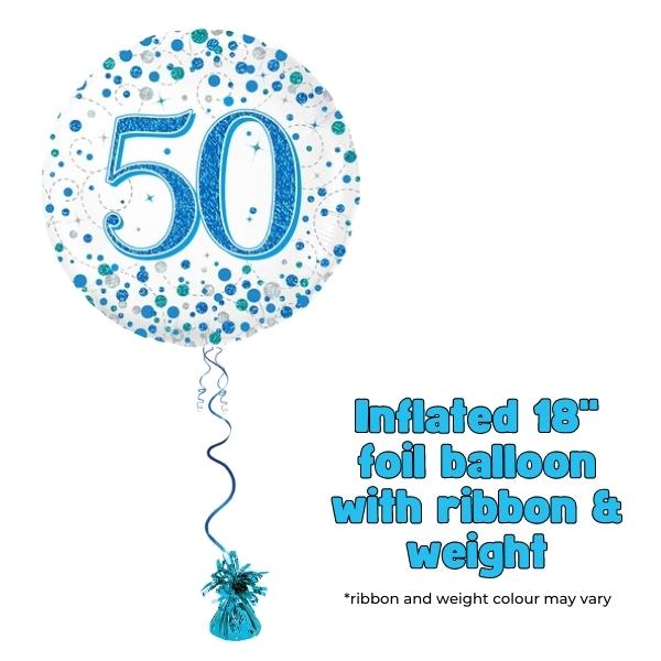 18" 50th Blue Sparkling Fizz Foil Balloon