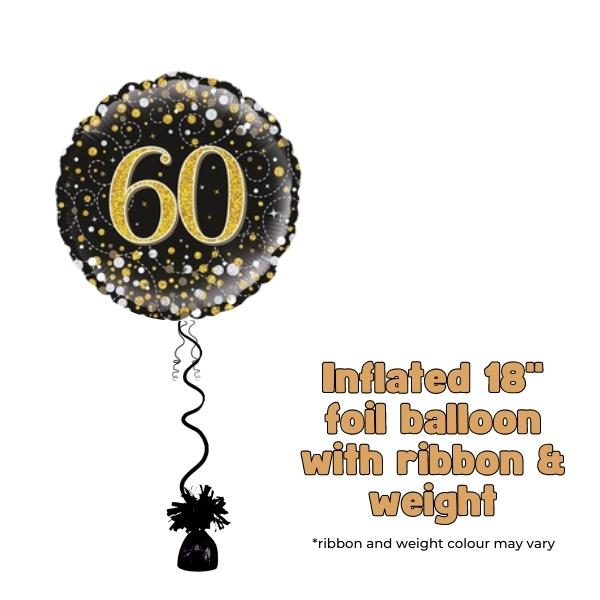 18" 60th Black Sparkling Fizz Foil Balloon