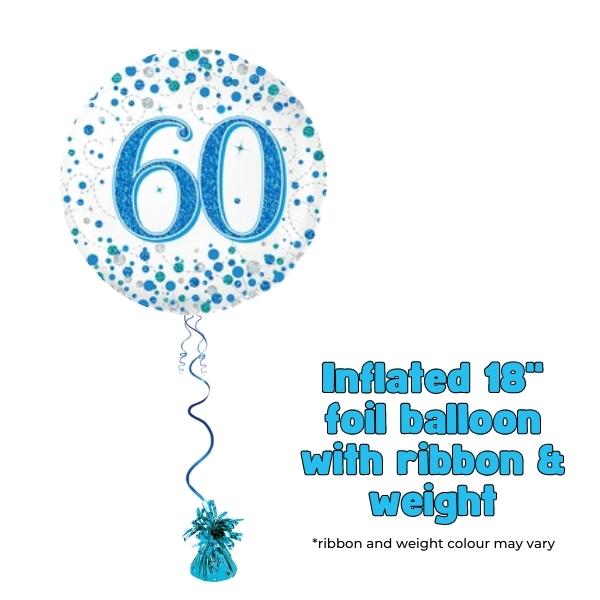 18" 60th Blue Sparkling Fizz Foil Balloon