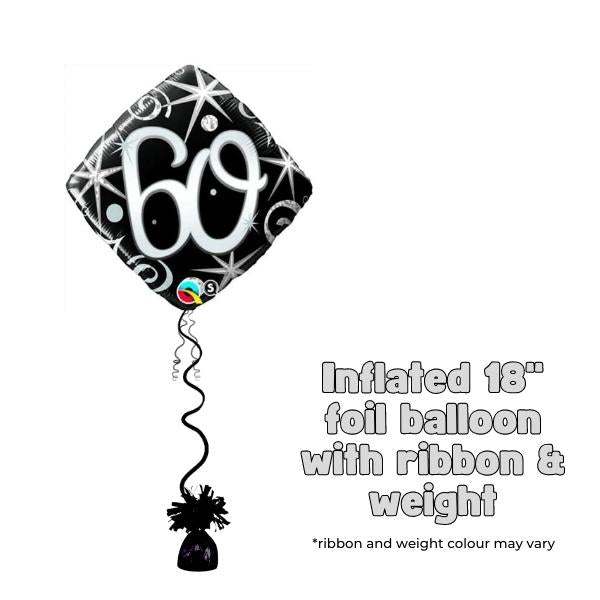 18" 60th Elegant Sparkles & Swirls Foil Balloon