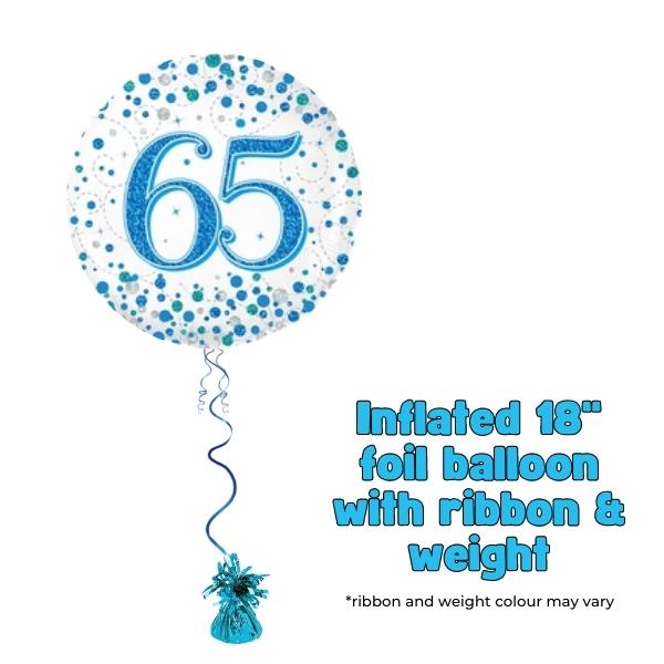 18" 65th Blue Sparkling Fizz Foil Balloon