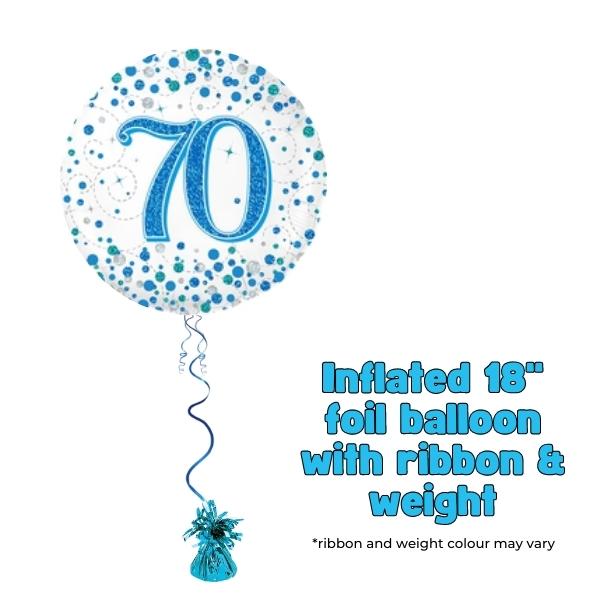 18" 70th Blue Sparkling Fizz Foil Balloon