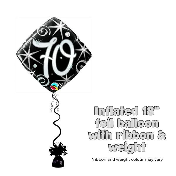 18" 70th Elegant Sparkles & Swirls Foil Balloon