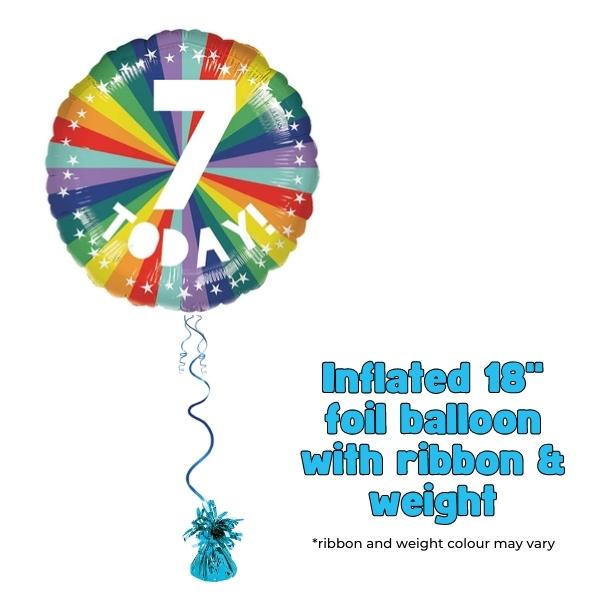 18" 7th Birthday Bright Rainbow Foil Balloon